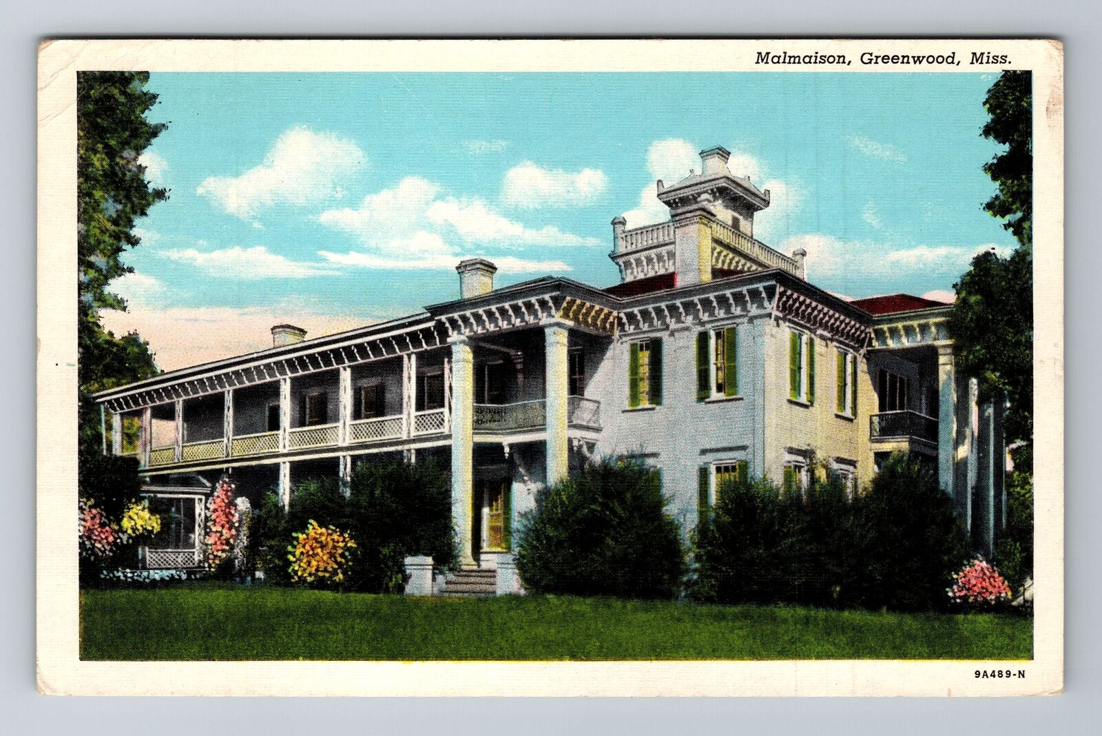 Greenwood MS-Mississippi, Malmaison, Antique, Vintage Souvenir Postcard