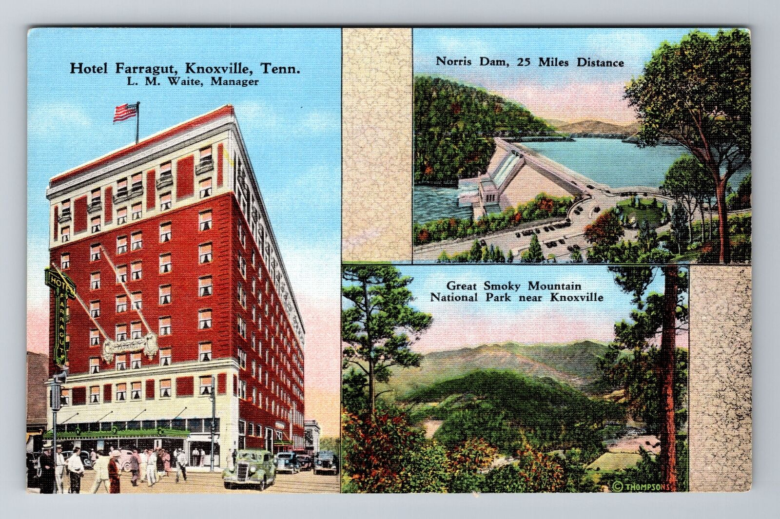 Knoxville TN-Tennessee, Hotel Farragut, Advertising, Antique Vintage Postcard