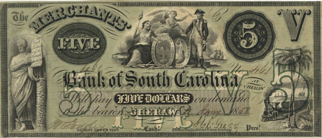 Merchants\' Bank of South Carolina $5 - Obsolete Notes - Paper Money - US - Obsol