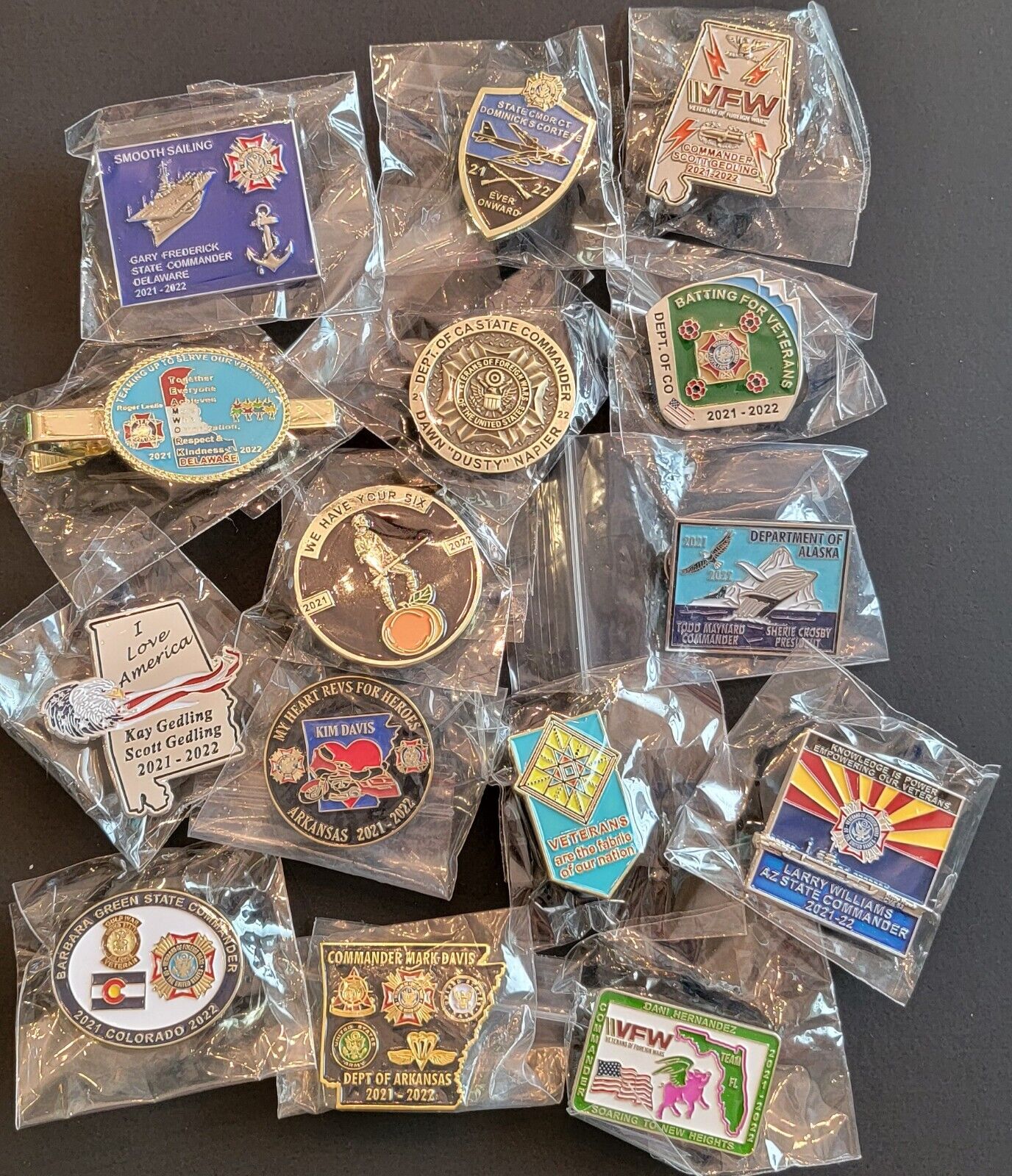 BRAND NEW, 66 VFW PINS FROM ALL 50 STATES + EUROPE