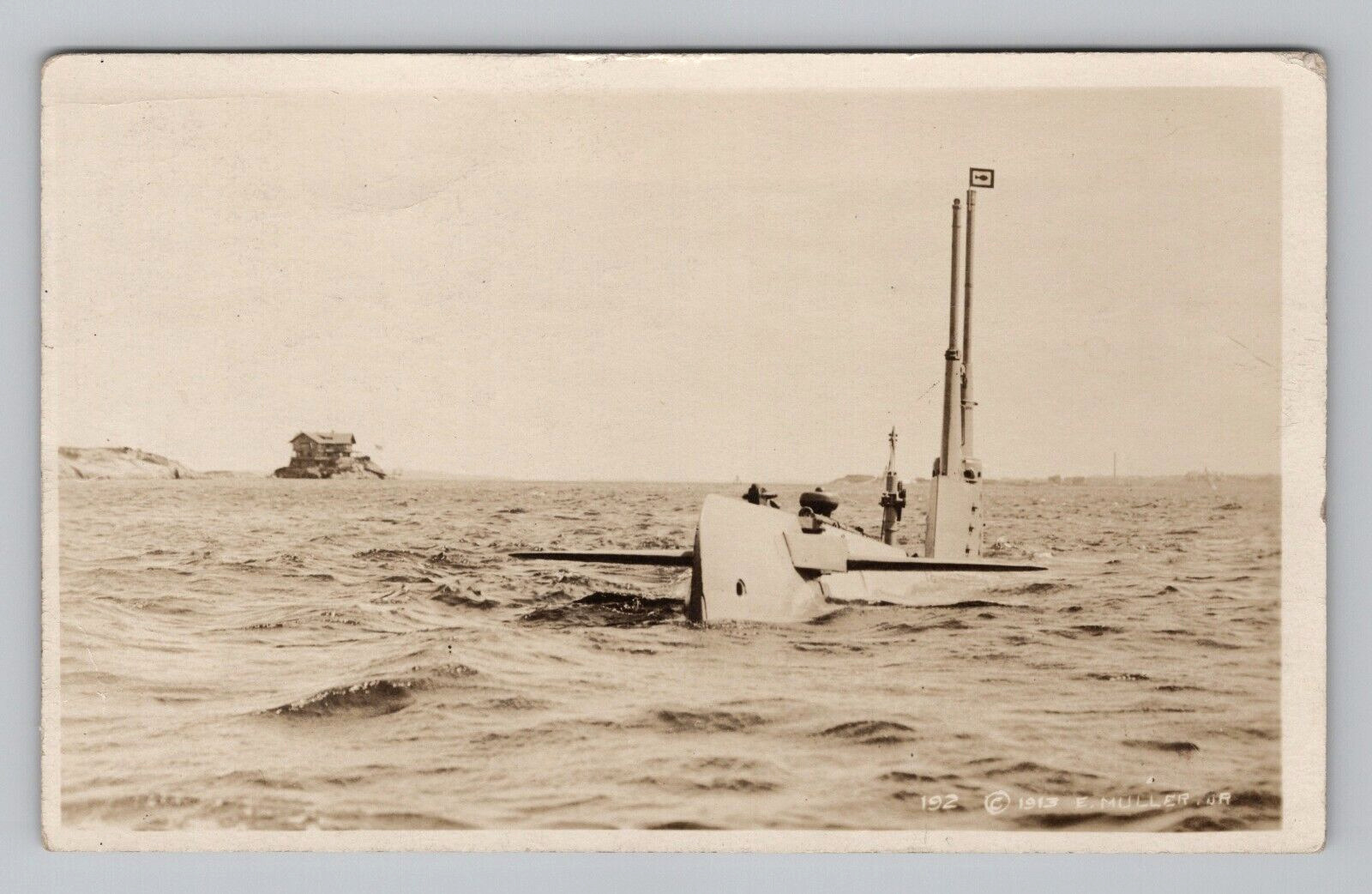 Postcard RPPC USS E-1 Navy Submarine WWI Real Photo Norwich Connecticut 1913