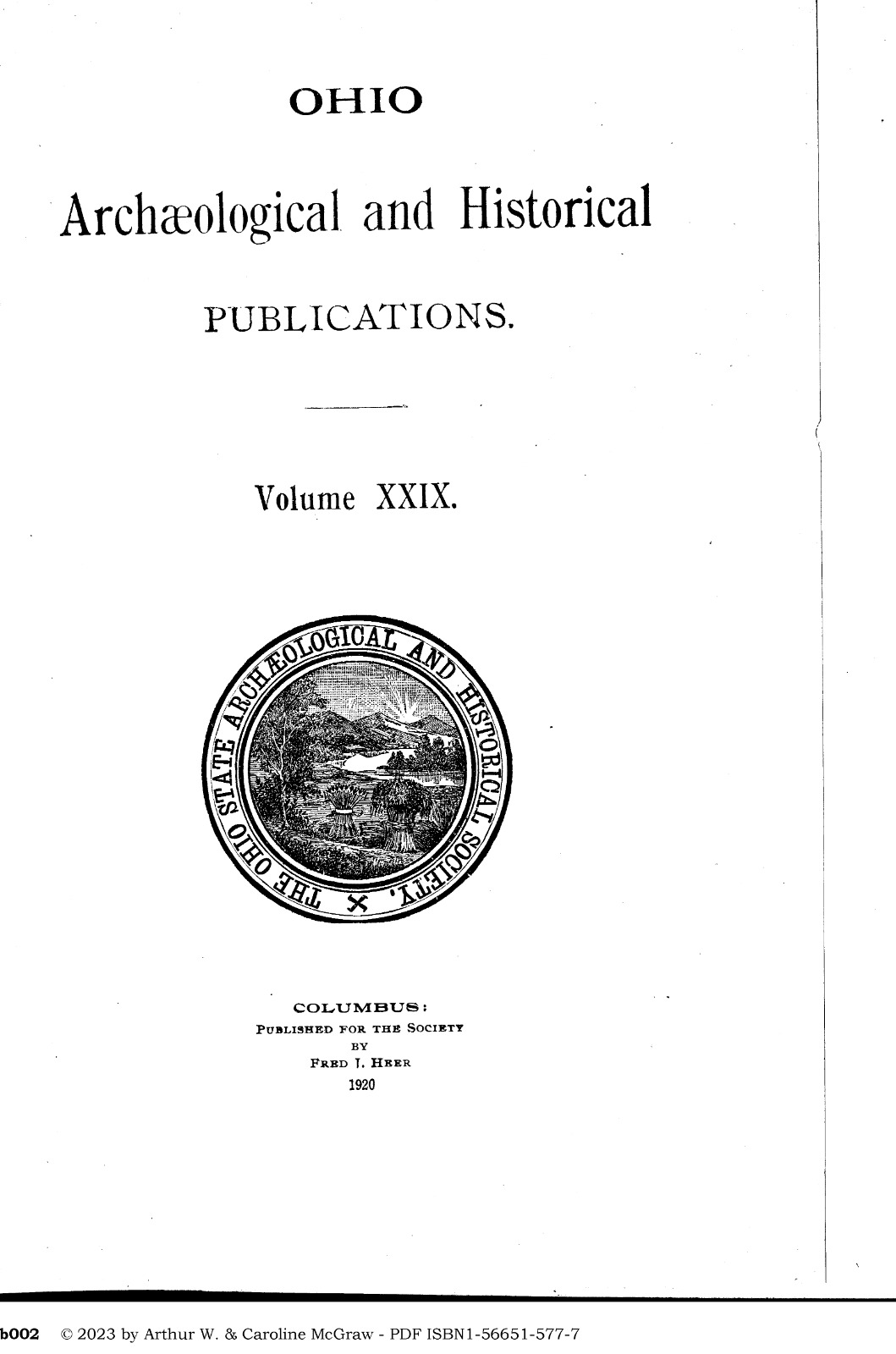 Ohio Archaeological and Historical Publications V29 - 1920 - PDF
