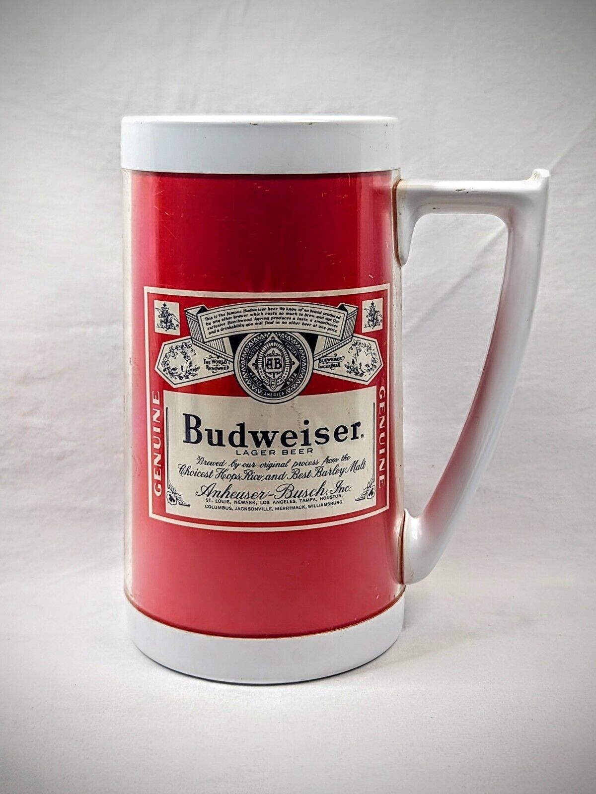 Vintage Anheuser Budweiser Insulated Mug Lager Classic Beer Thermo-Serv Cup USA