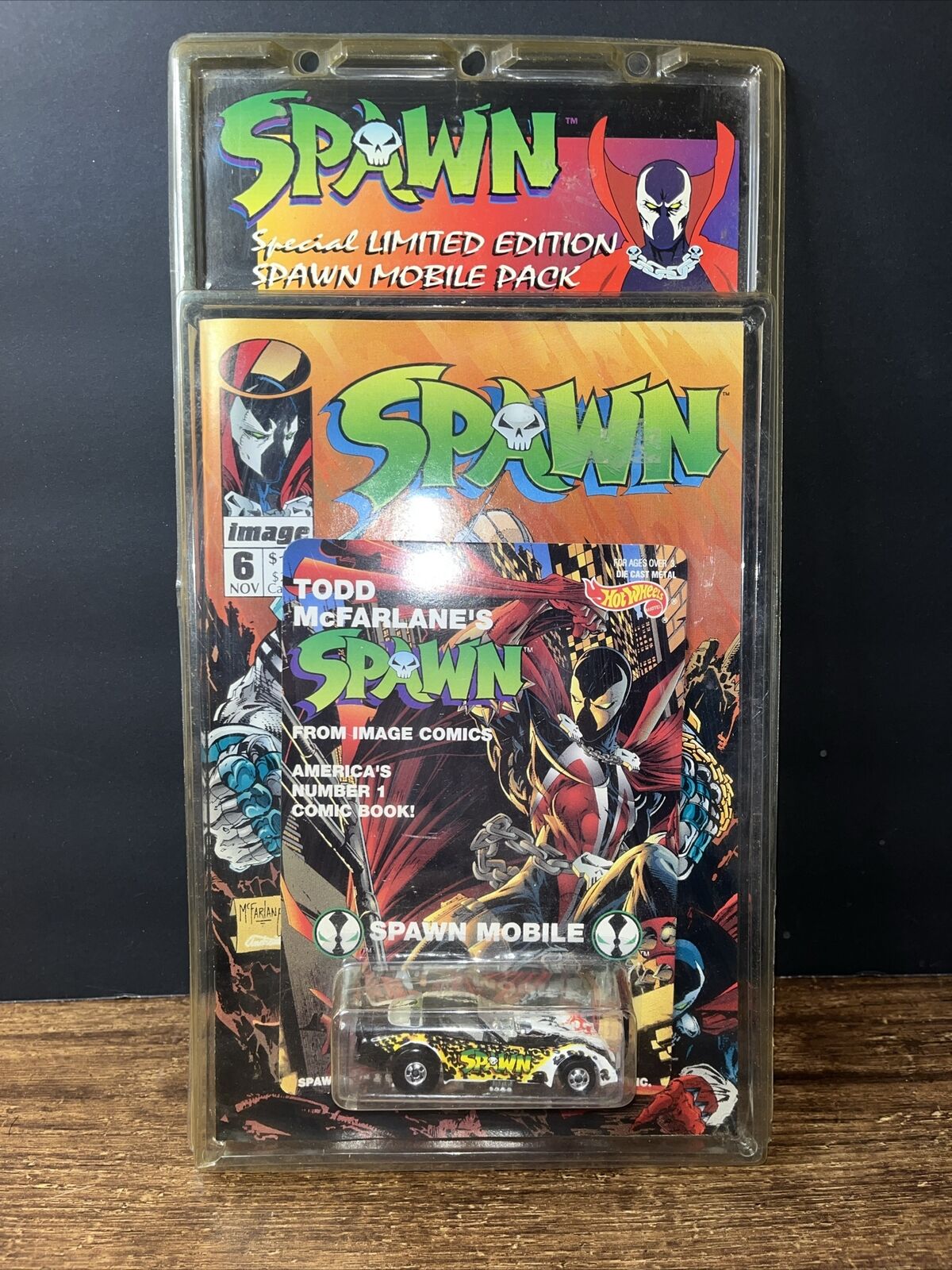 Spawn Mobile 1994 Hot Wheels Car With Comic Book  