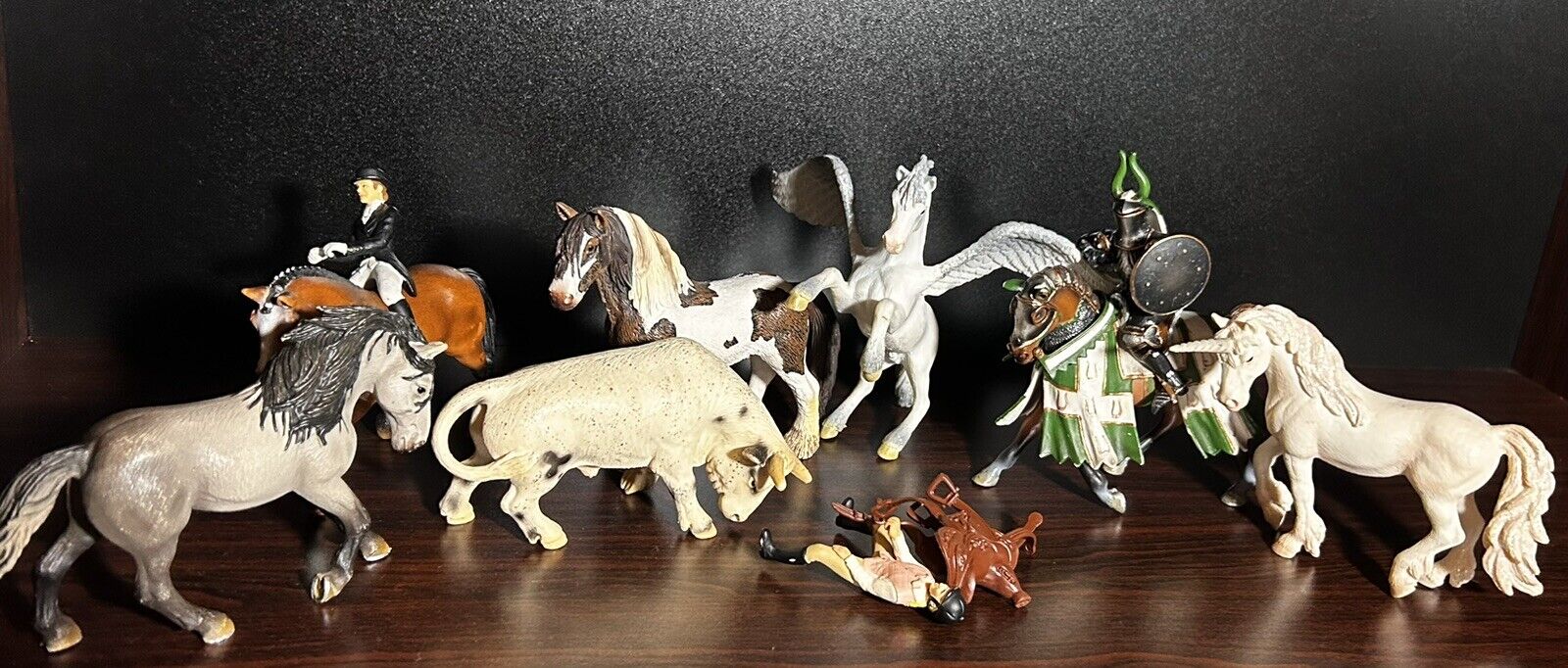Model Schleich Lot Of 10 With Horses Bull Riders