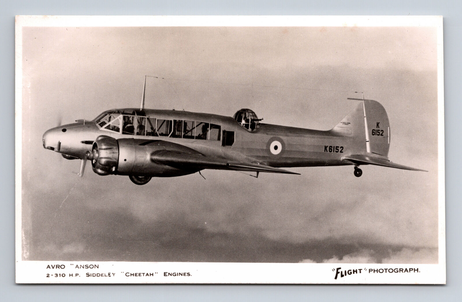 RPPC RAF Avro Anson Trainer Aircraft FLIGHT Photograph Postcard