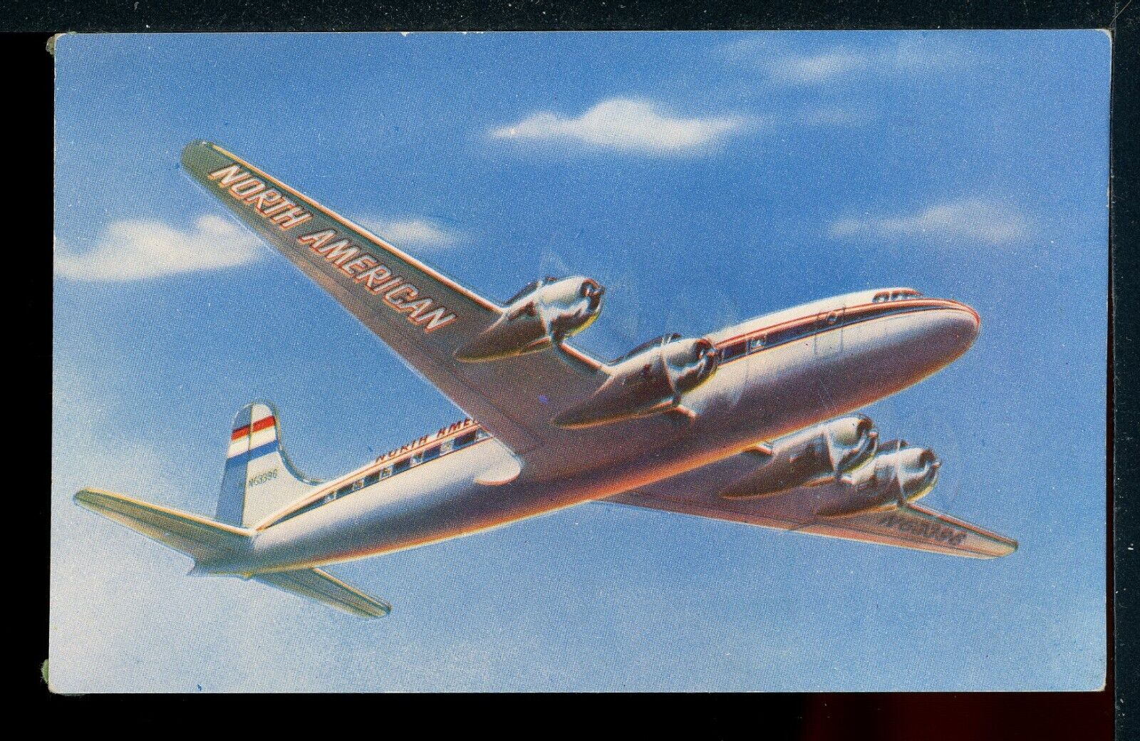North American Airlines Skymaster Prop Plane Historic Vintage Postcard M1240a