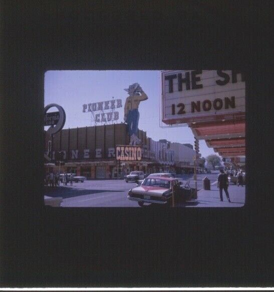 Original 1965 Las Vegas Pioneer Club Cars People Street Scene 35mm Slide
