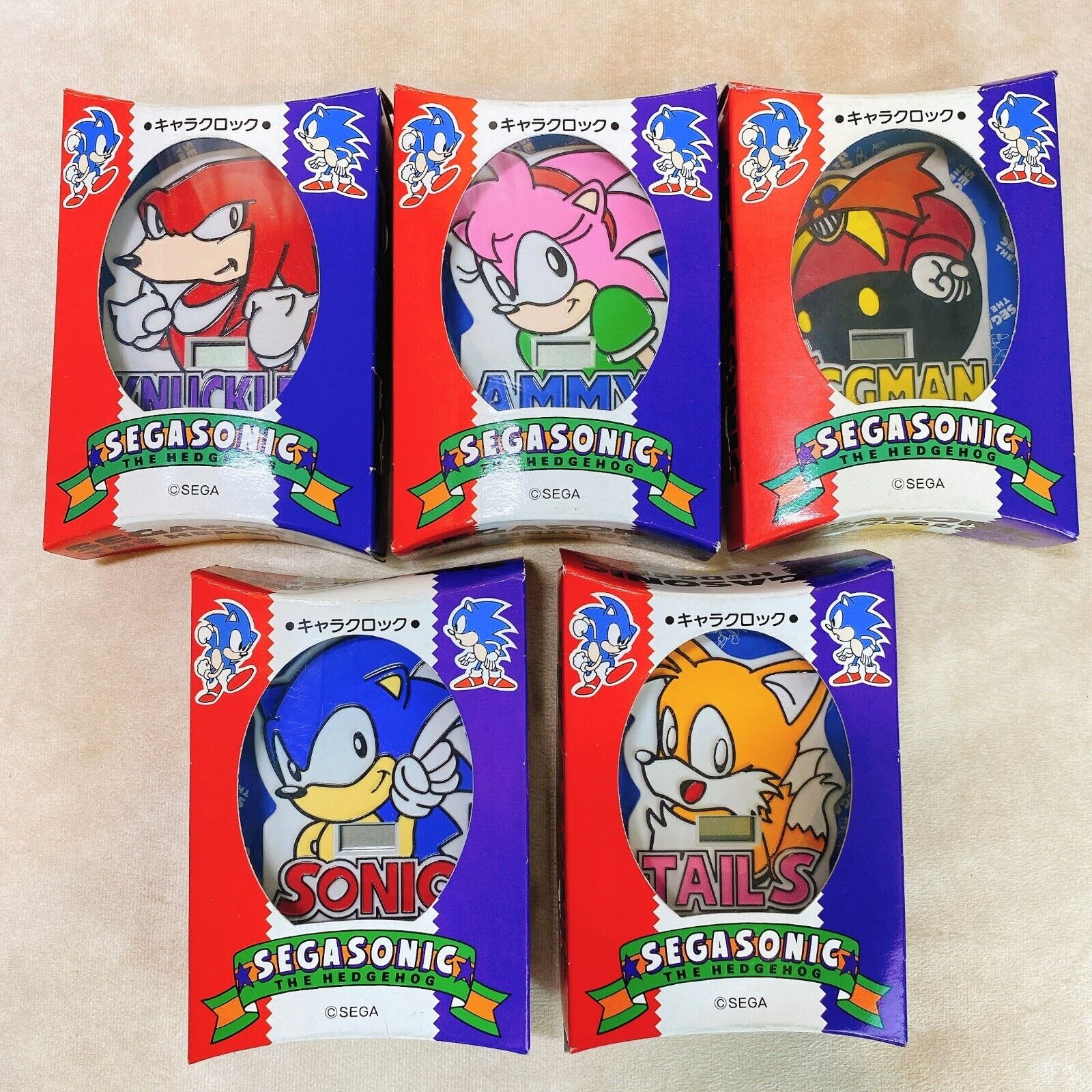 Rare 5 set 1994 SEGA Sonic the Hedgehog Complete character clock vintage limited