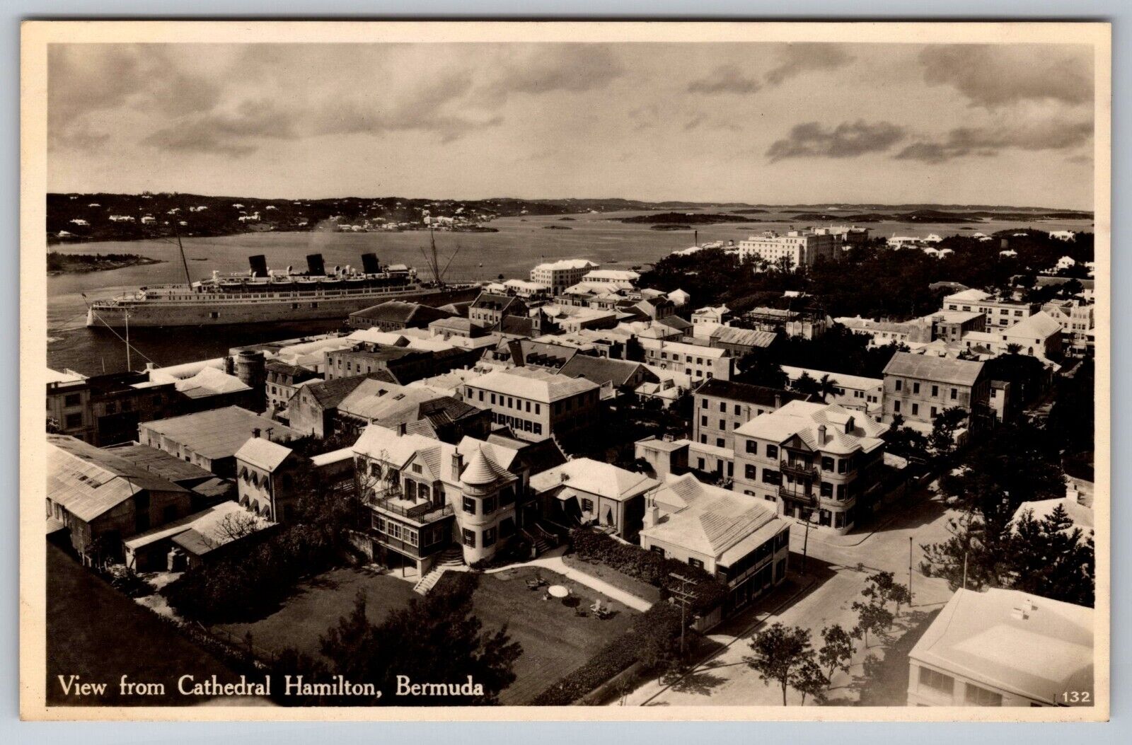 View from Cathedral. Hamilton Bermuda Real Photo Postcard. RPPC