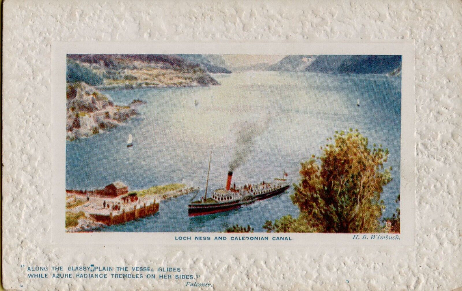 Loch Ness & Caledonian Canal Tuck\'s Postcard HM Wimbush 1909 Oilette Boat Unpost