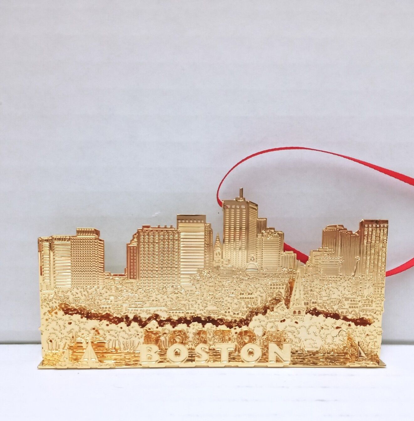 Boston Skyline Ornament Marjorie Vogel Gold Plated Die Cut Layered 3D 4 Inches