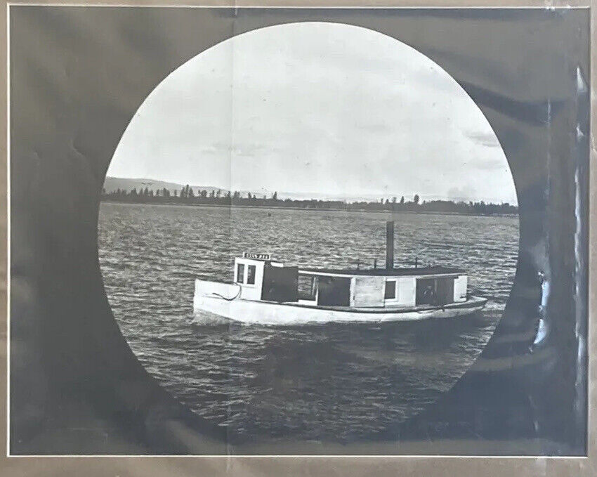RARE Antique Original Photograph Black & White Photo “The Swan” Boat Montana USA
