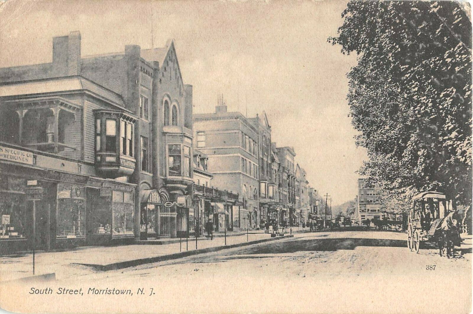 c.1905 Stores South St. Morristown NJ post card