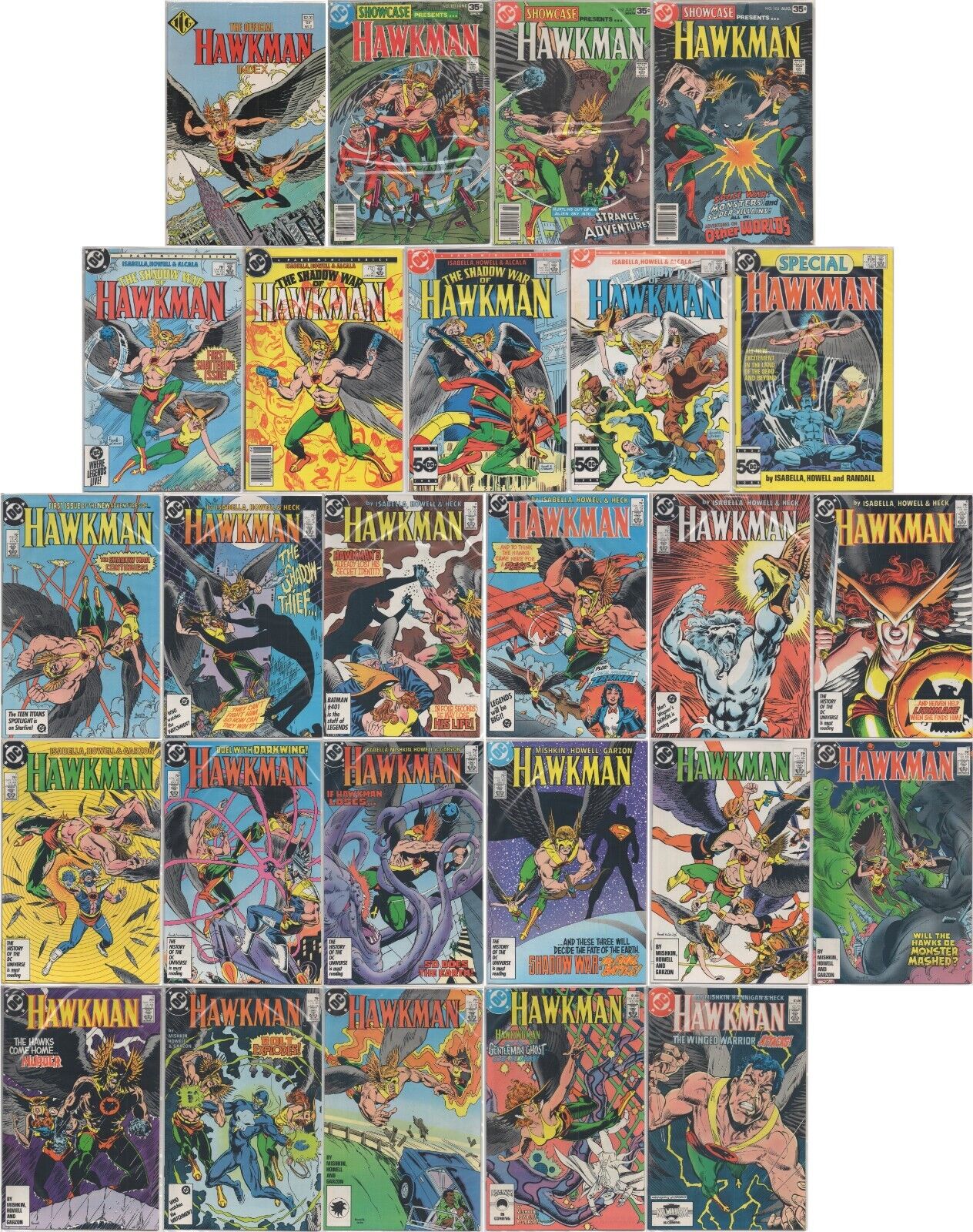 Showcase 101-103, Shadow War 1-4, Special 1, Hawkman #1-17 (1978-1987 DC Comics)