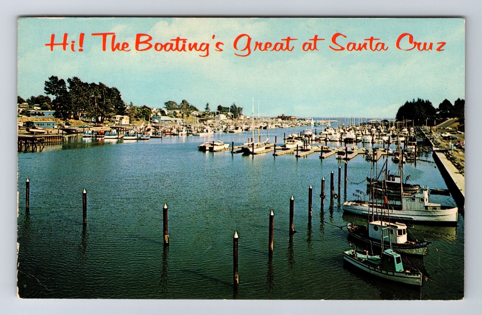 Santa Cruz CA-California, Santa Cruz Yacht Harbor Boat Facility Vintage Postcard