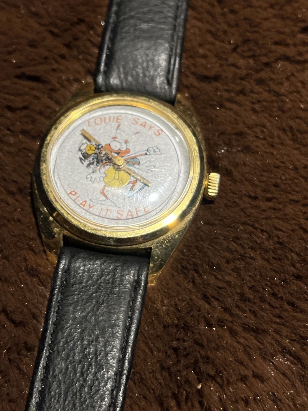 RARE  Louie the Lightning Bug Genuine Leather Watch Vintage Collectors Item