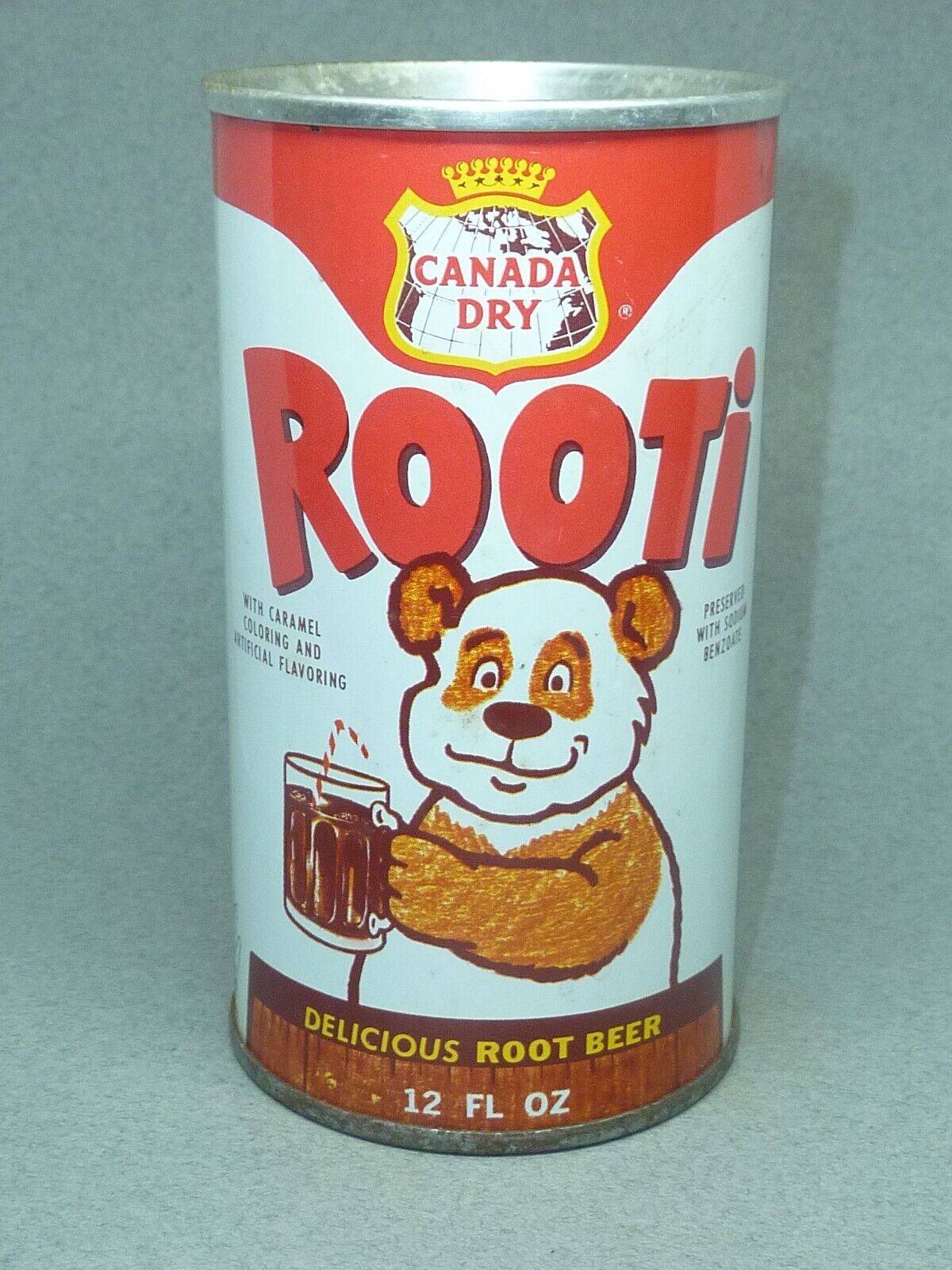 Empty Top Opened 12oz Canada Dry Rooti Root Beer S.S. Tab-Top - Nice Graphics 