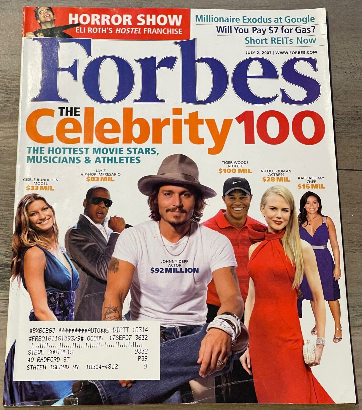 Forbes Magazine The Celebrity 100 Net Worth July 2007 Will You Pay $7 For Gas?