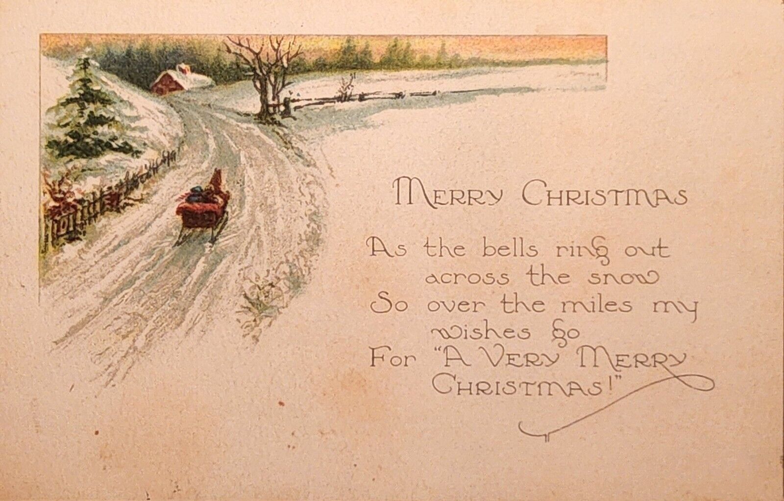 1924 Merry Christmas Greetings Postcard~Winter Scene. #-3001