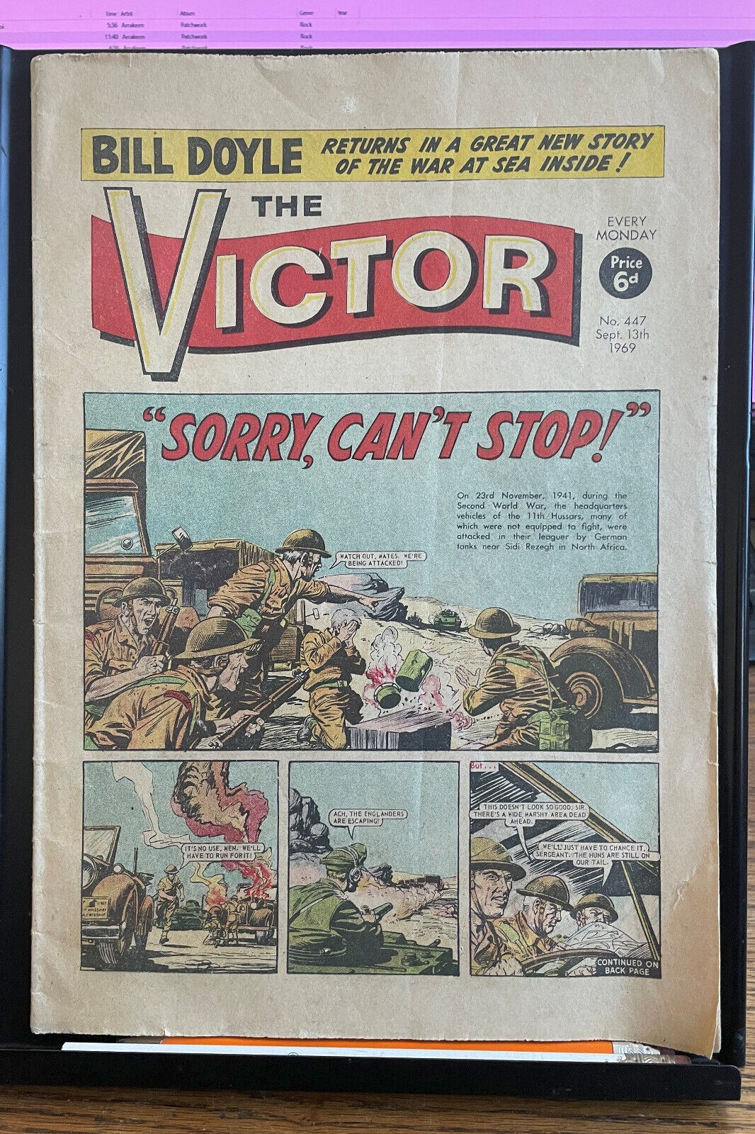 THE VICTOR #447 SEPT 13 1969 SUPER RARE BRITISH COMIC WAR SPORTS VERY GOOD