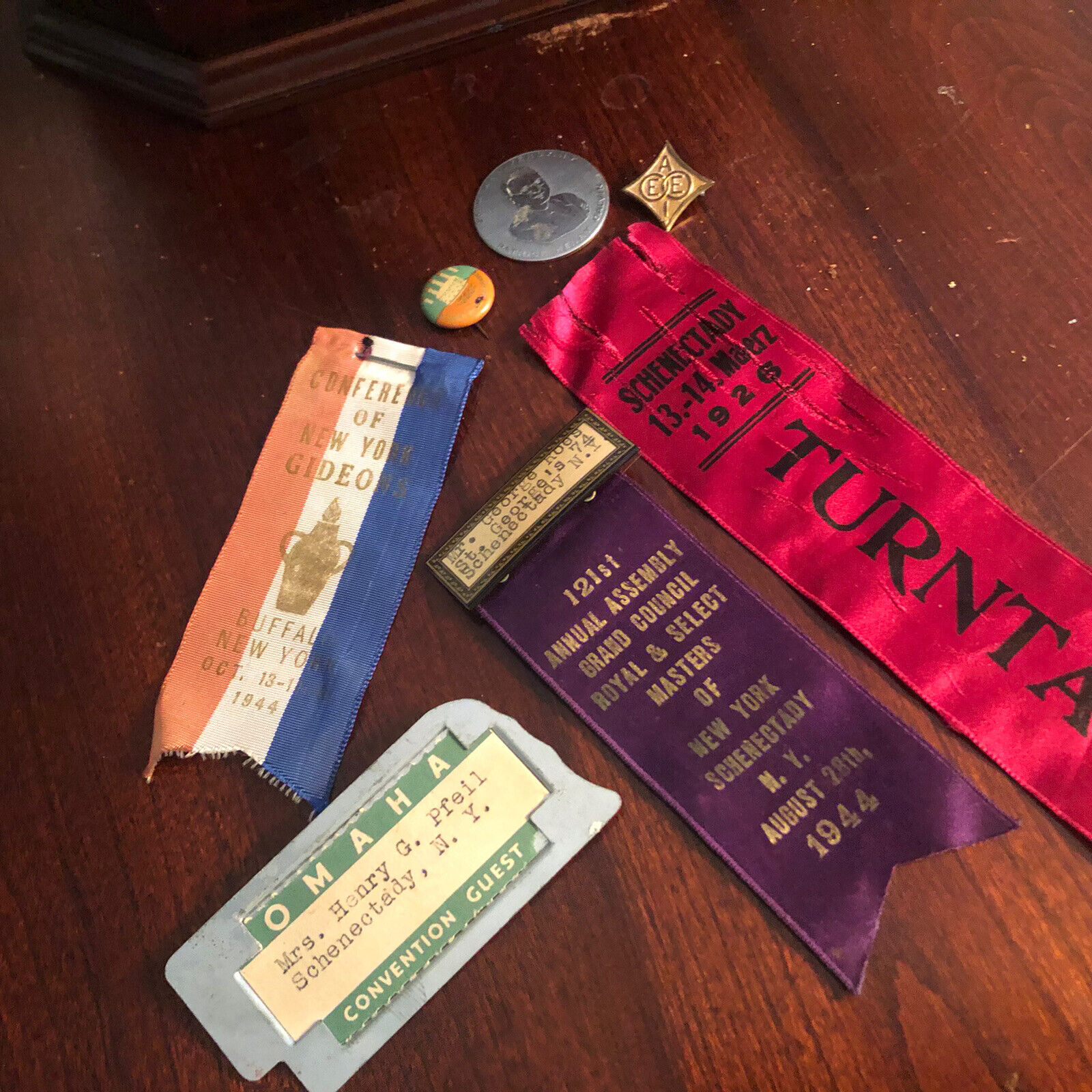1920’s 40’s New York, Schenectady - Buffalo Delegate Pins & Ribbons Gideon’s