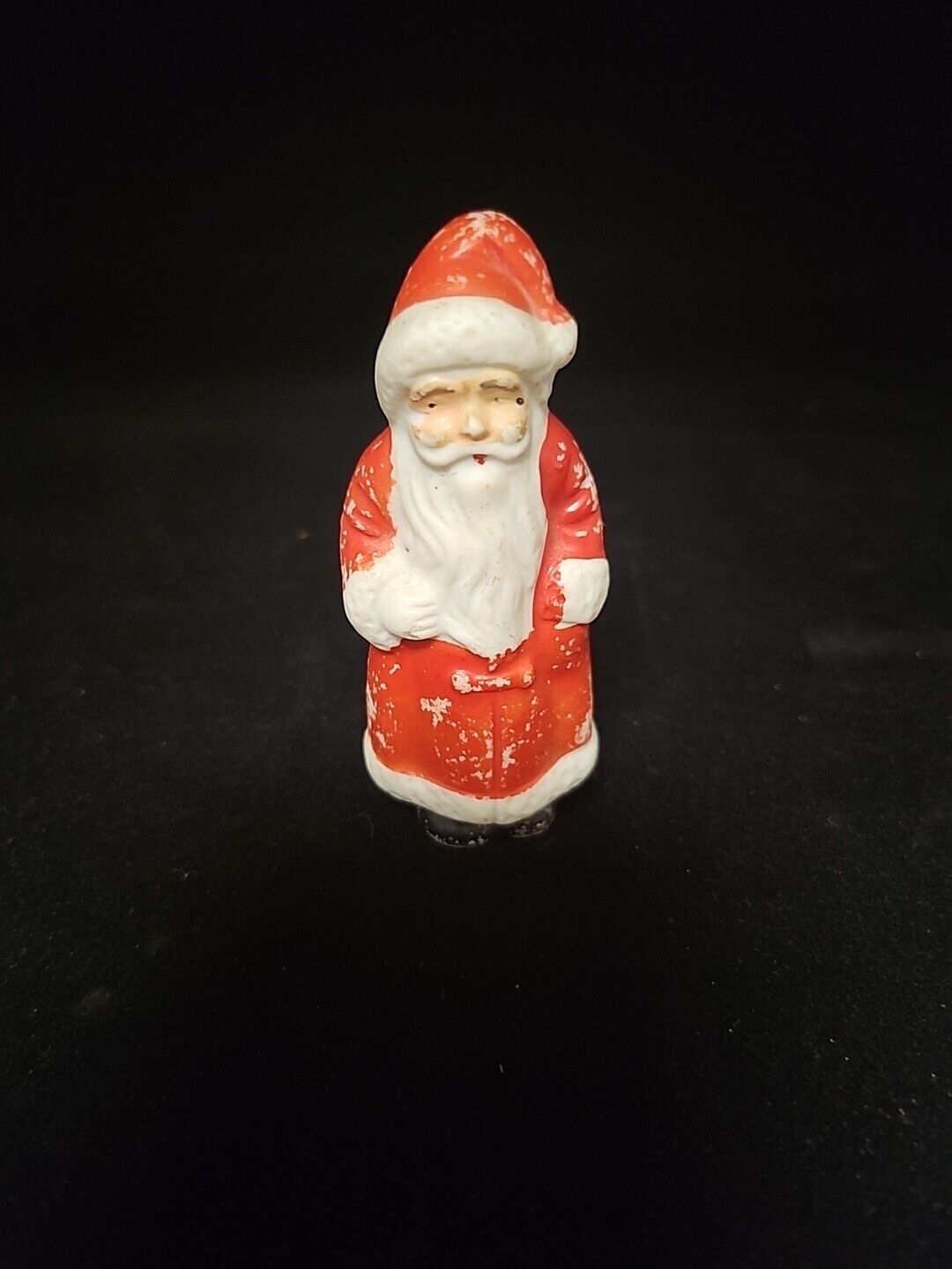 Miniature Santa Claus Figurine Porcelain Bisque 3” Japan Vintage 
