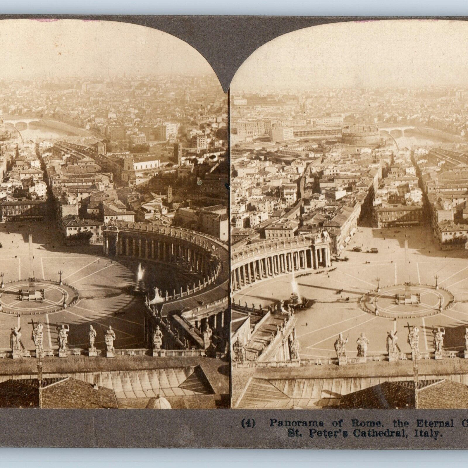 c1900s Rome Italy St Peter's Cathedral Birds Eye Stereoview SHARP Real Photo V32