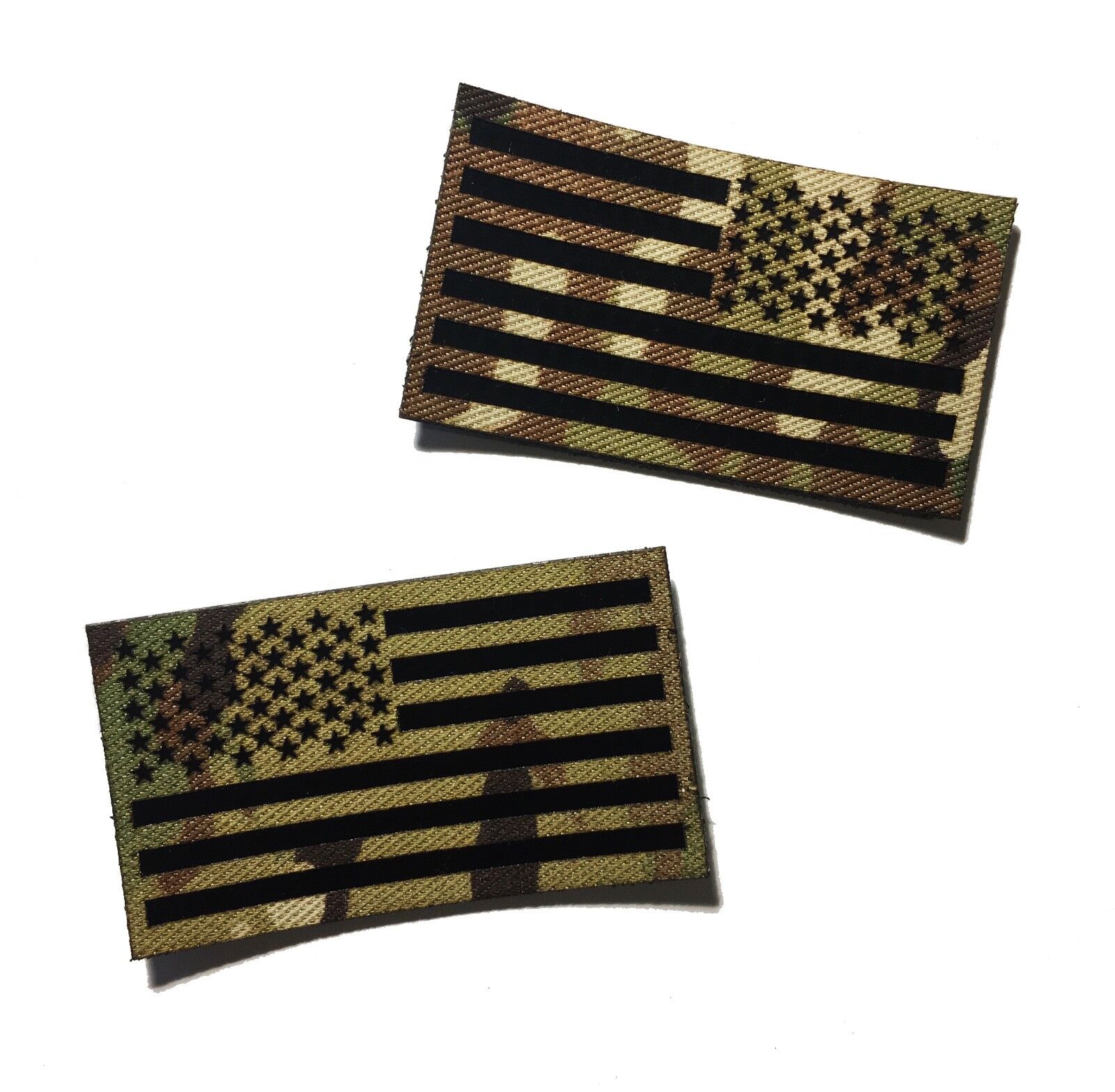 Forward + Reversed Set Infrared reflective Multicam IR US Flag Patch 3.5x2\