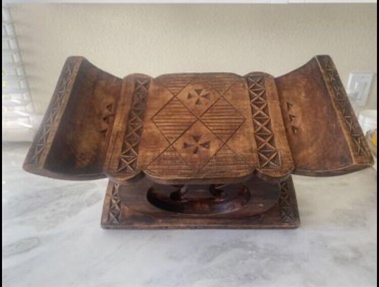 Vintage African Ashanti Wood Stool  Handcrafted Carved Tribal Stool