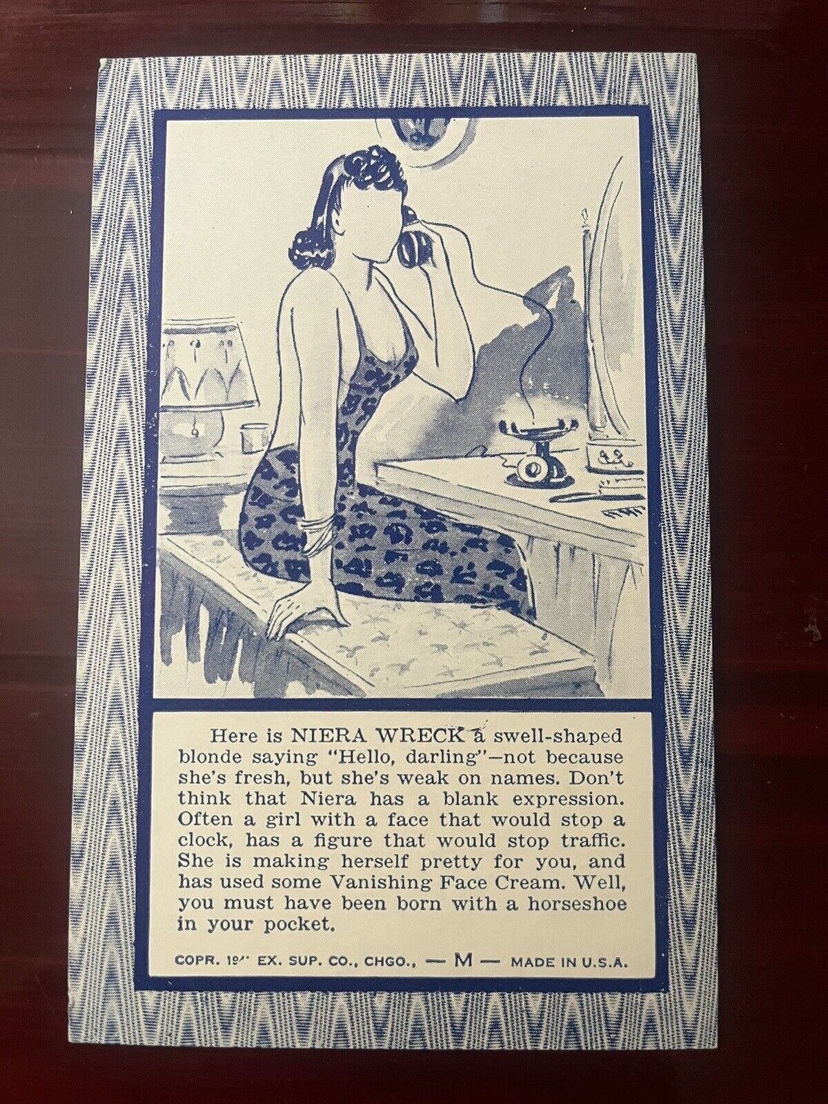 1941 Blind Date Fortune Teller Arcade Machine Prize Card ~ Niera Wreck