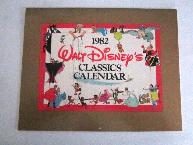 Vintage 1982 Authentic Walt DISNEY Classics Calendar Snow White Cinderella Dumbo