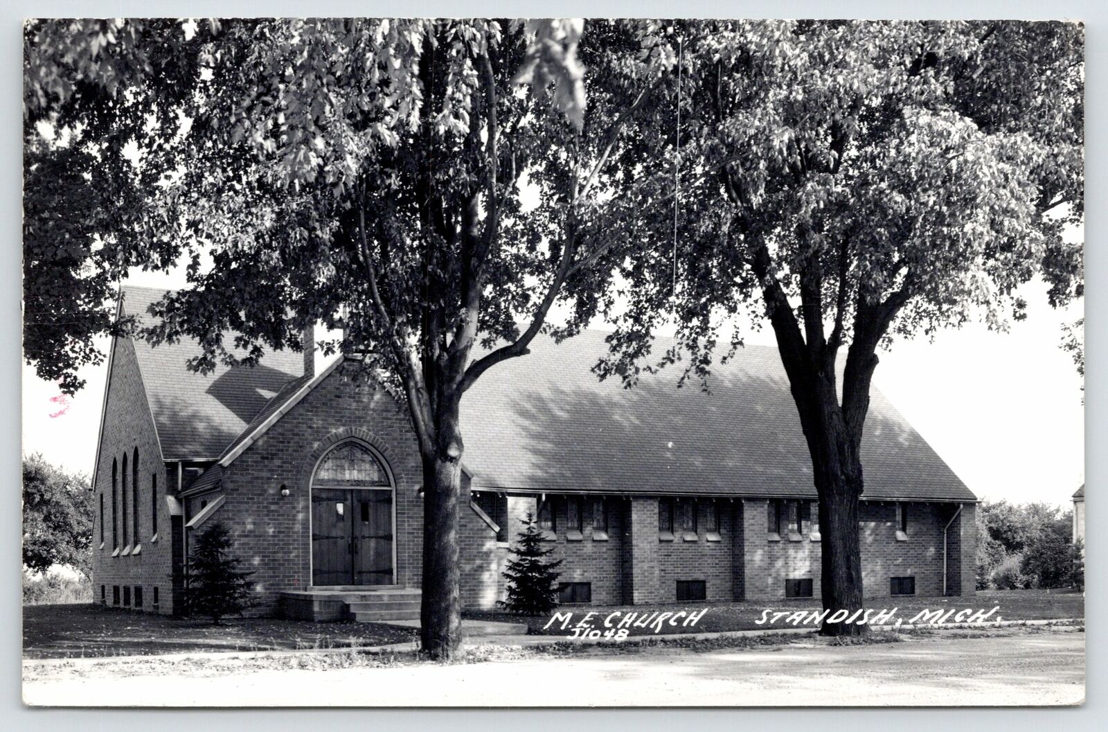 Standish Michigan~United Methodist Episcopal Church~Side View 1950 RPPC Postcard