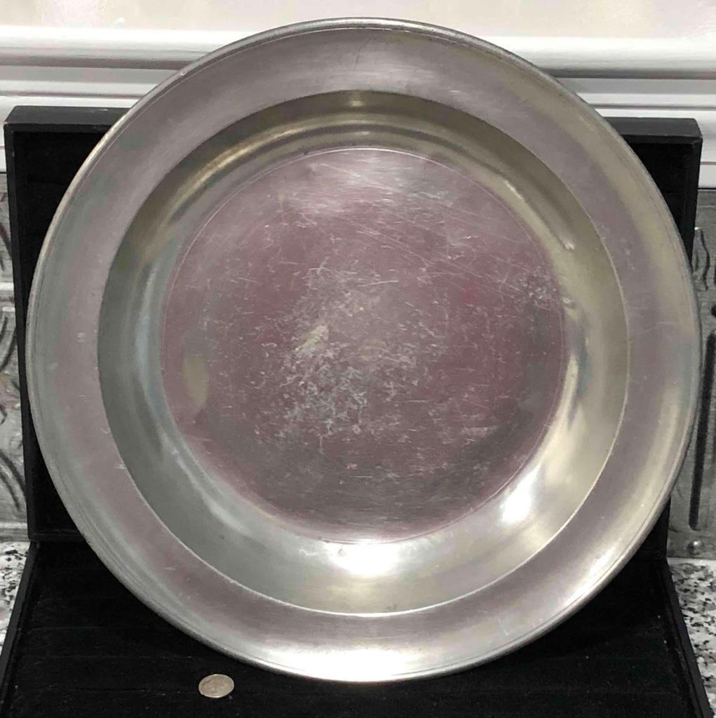 Antique American Pewter Deep Dish Charger 13\
