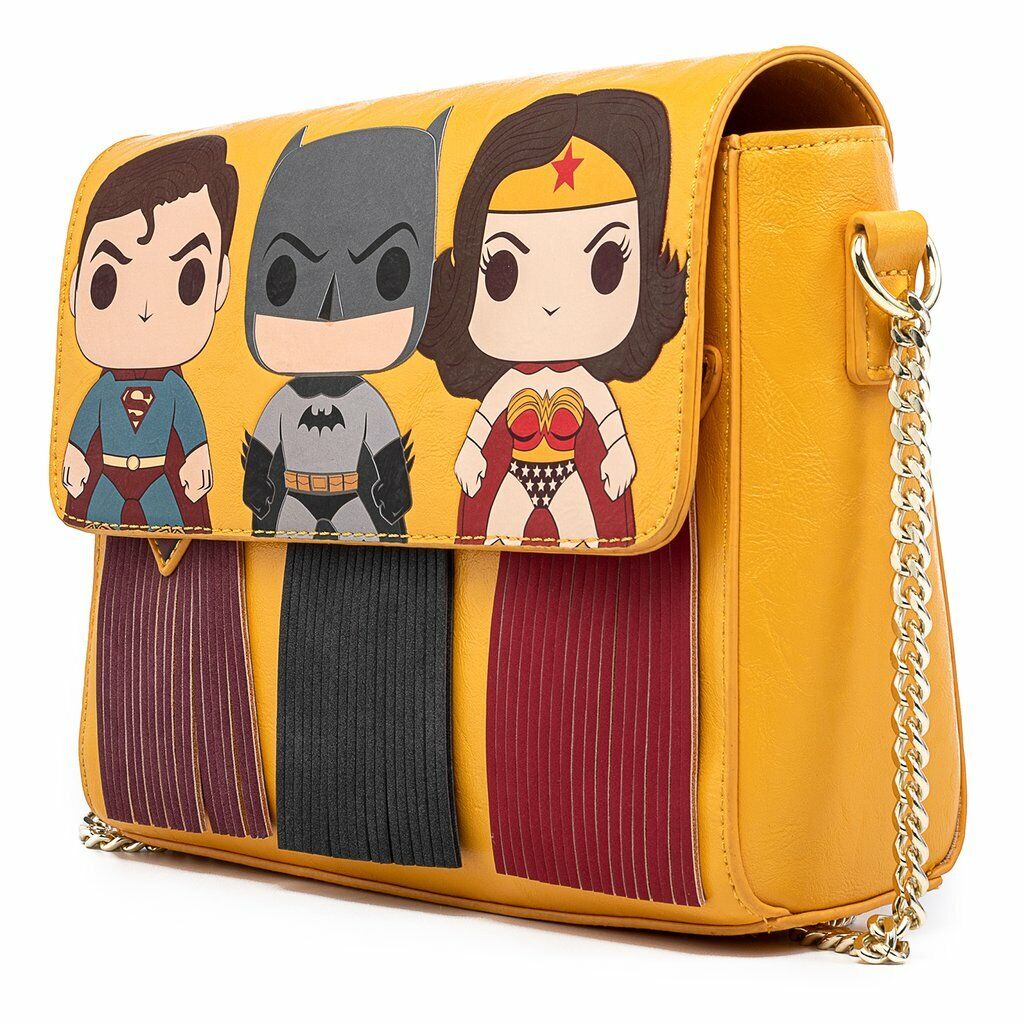 ✿ New LOUNGEFLY DC COMICS Crossbody Bag Purse WONDER WOMAN BATMAN SUPERMAN Rare