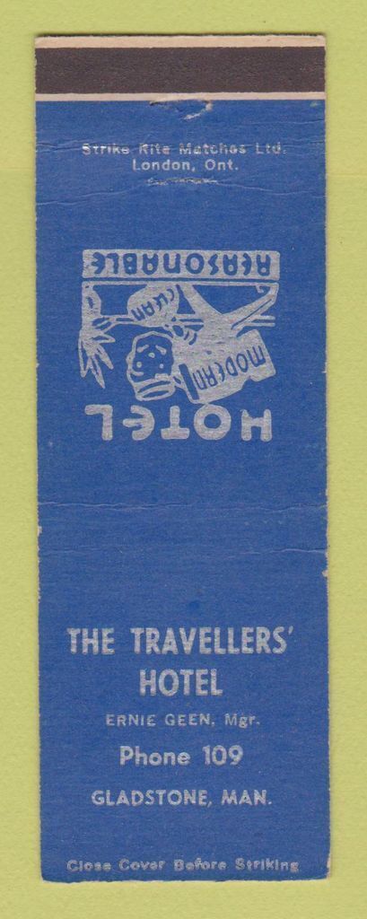 Matchbook Cover - Travellers\' Hotel Gladstone MB