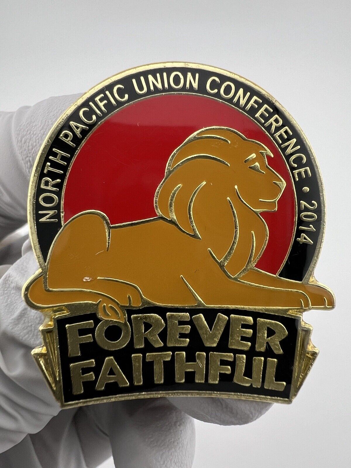 Forever Faithful North Pacific Union Conference 2014 Gold Tone Enamel Pin. Lapel