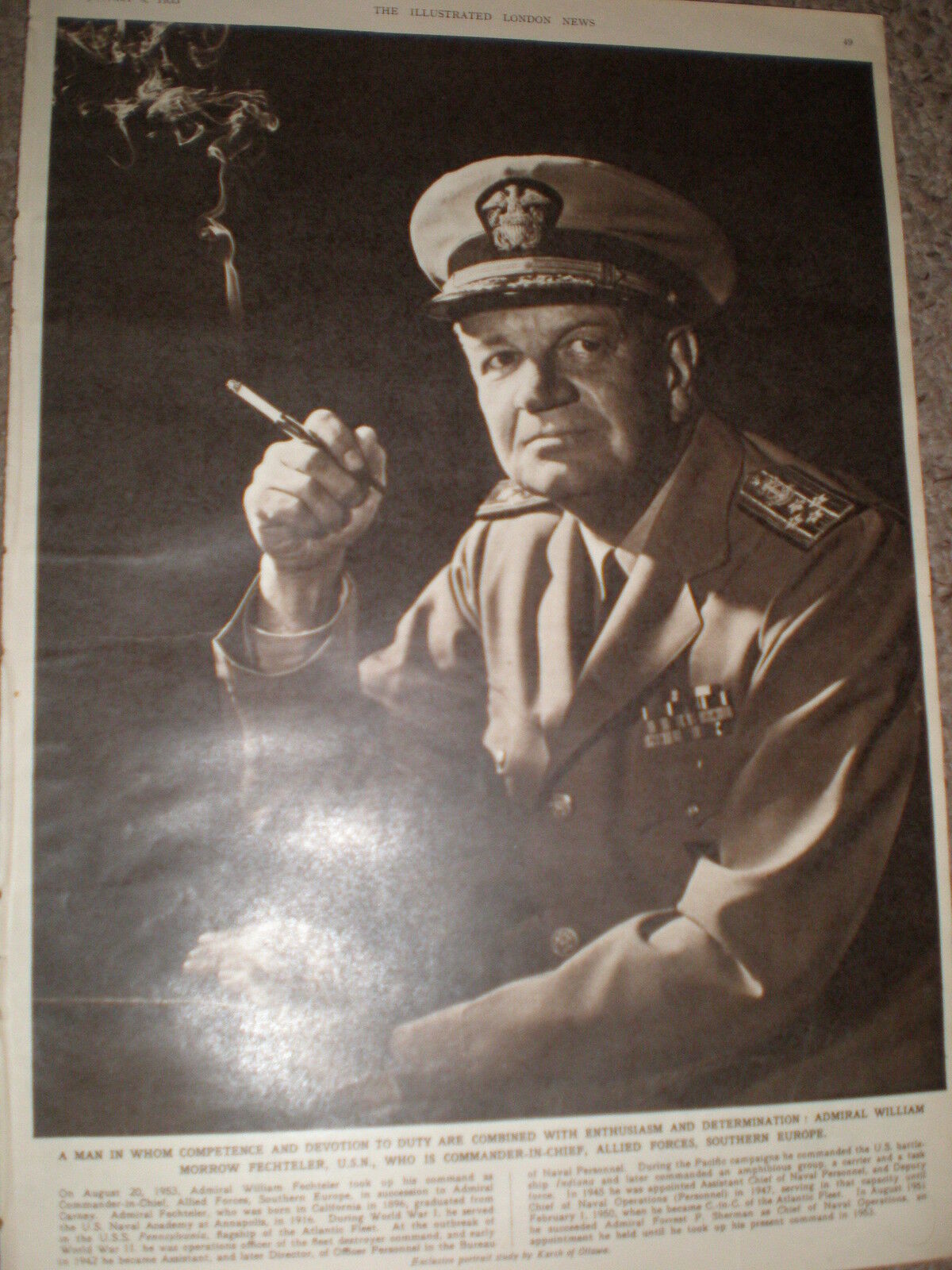 Photo article USA Admiral William morrow Fechteler 1955 ref Z