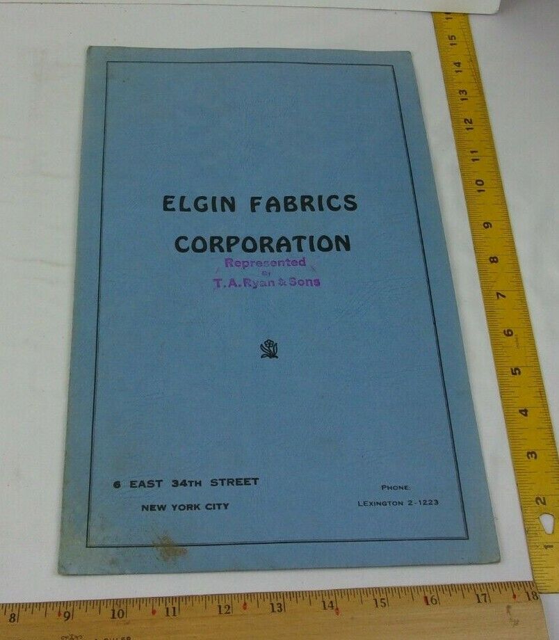 1930s fabric sample display Elgin Fabrics New York fashion dresses folder