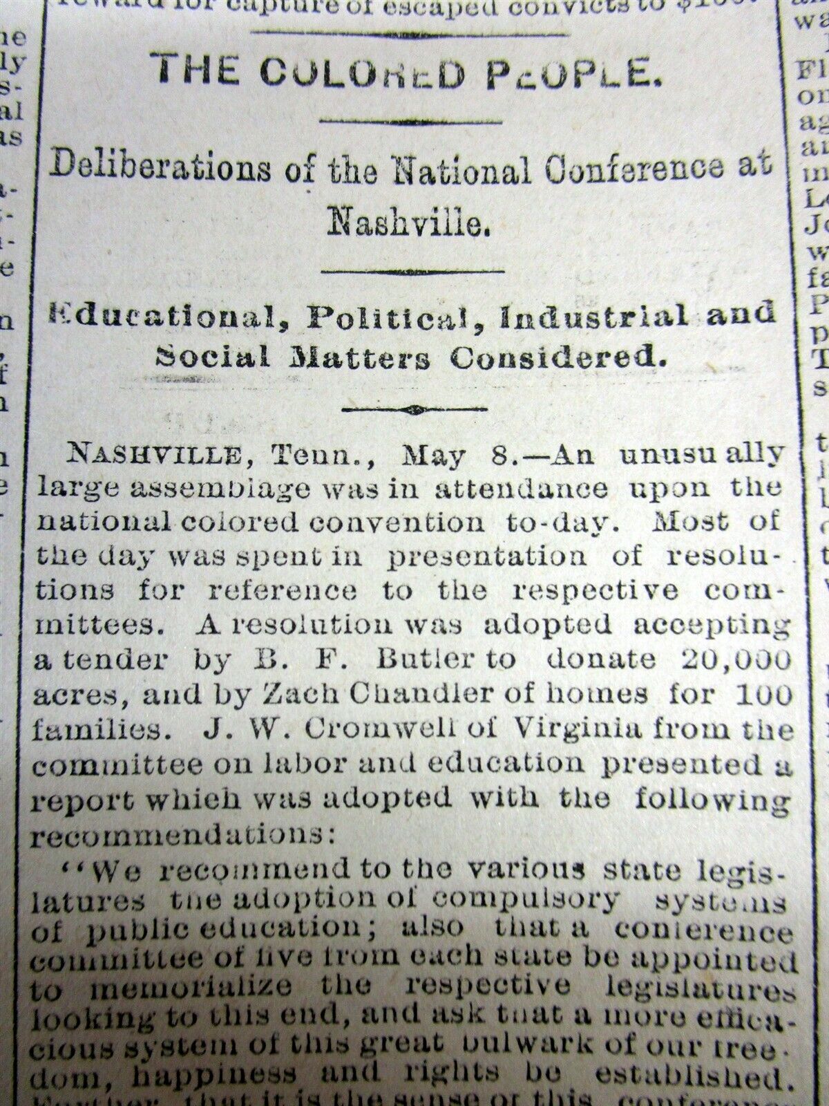 1879 newspaper EARLY CONVENTION o AFRICAN-AMERICANS for SOCIAL JUSTICE Nashville