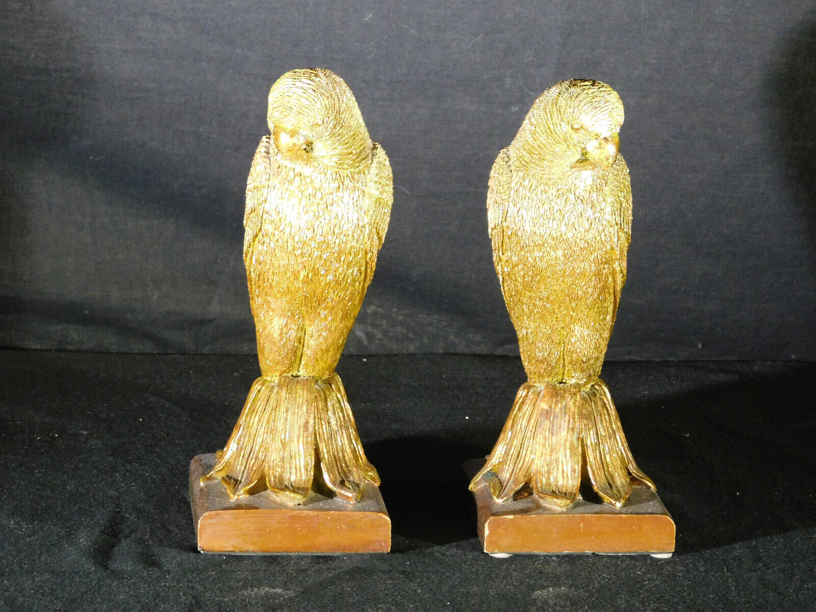 Pair of Vintage Carved Parakeets on Base