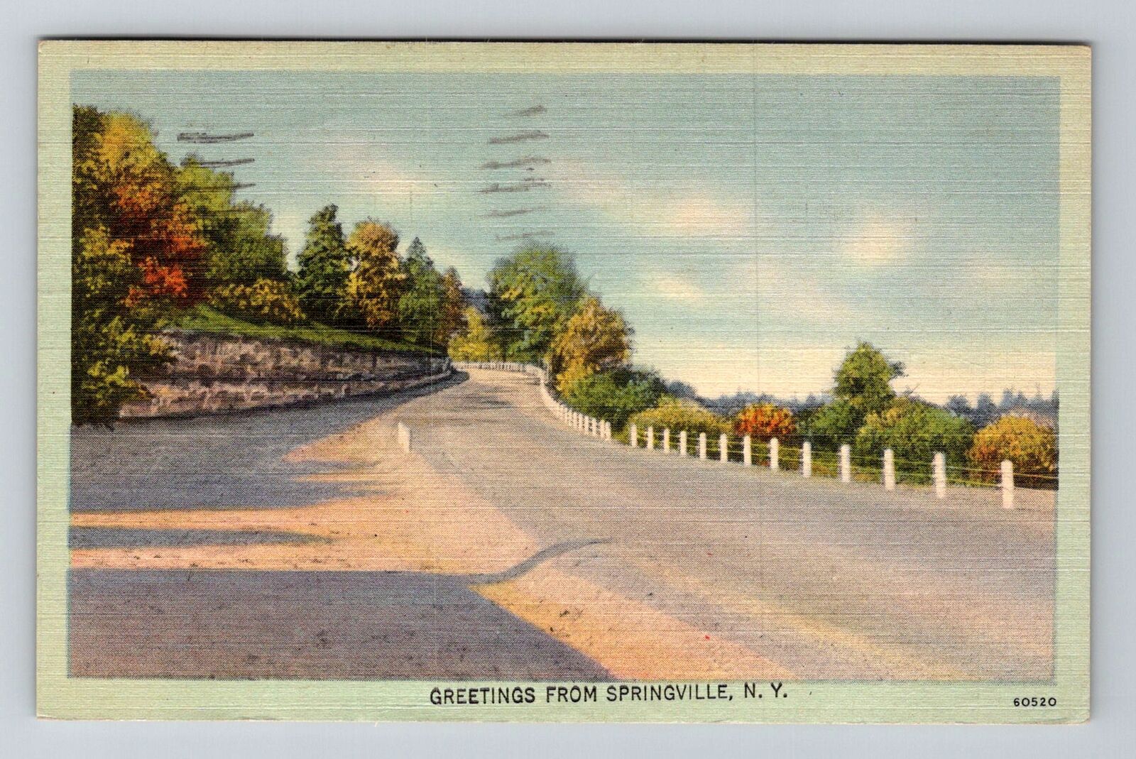 Springville NY-New York, General Greetings, Country Road, c1944 Vintage Postcard