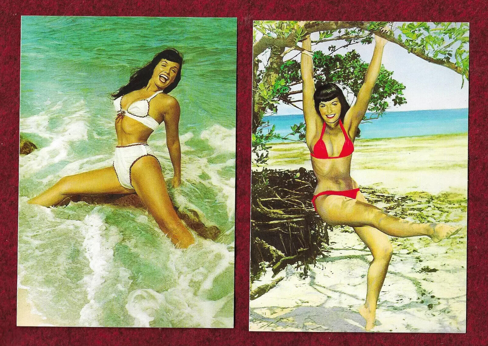 2 Bettie Page  1950s Photos by Bunny Yeager on Unused 1996 Mint Postcards  J