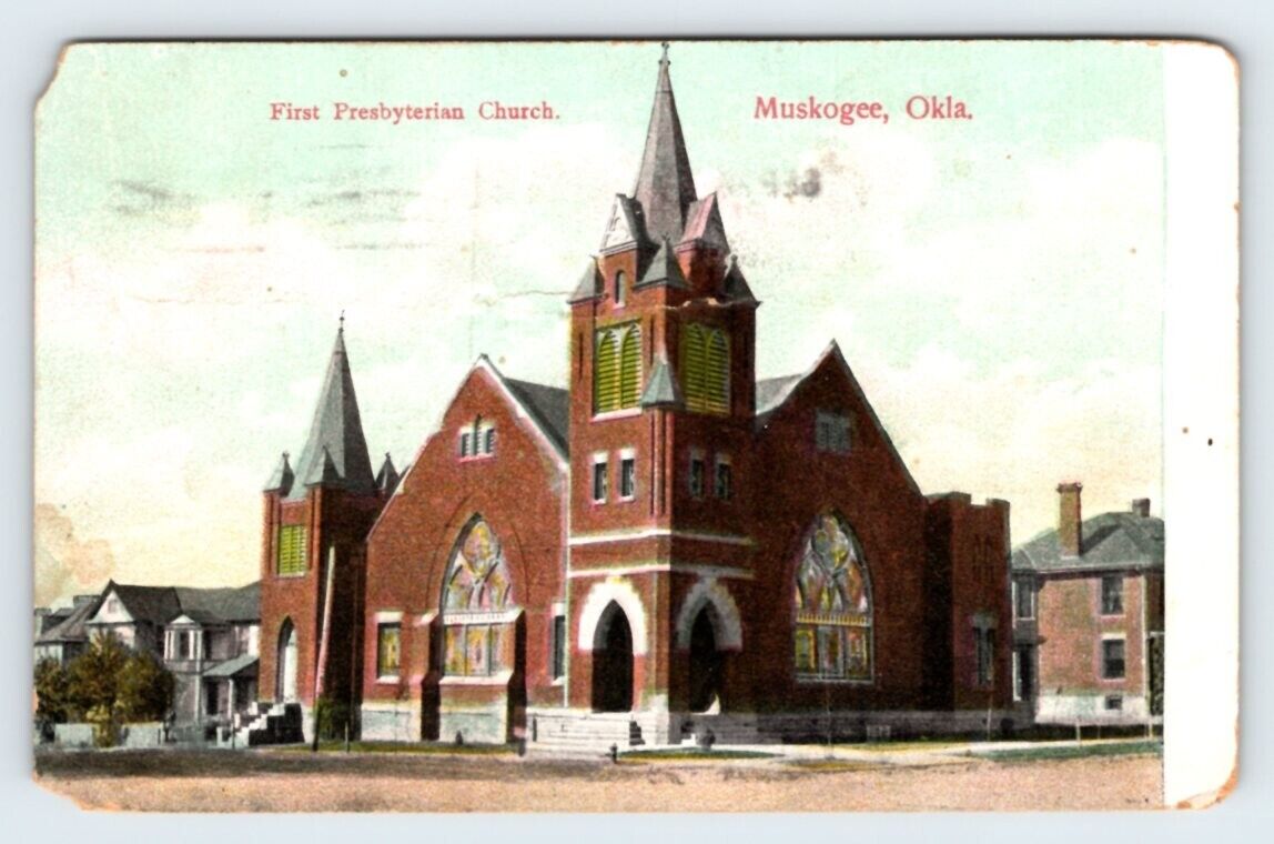 First Presbyterian Church Muskogee Oklahoma Vintage Postcard APS7