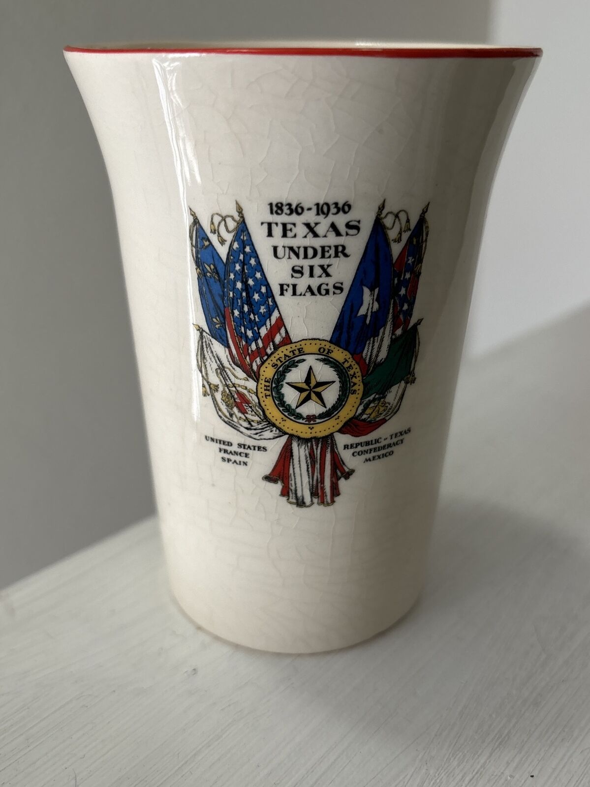 Rare 1836-1936 Texas Under Six Flags Cup