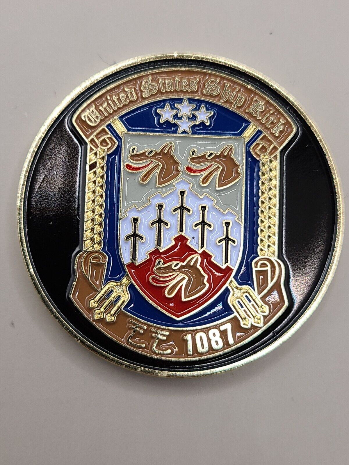 USS KIRK (FF-1087) Challenge Coin 1.5 inches wide 3mm thickness