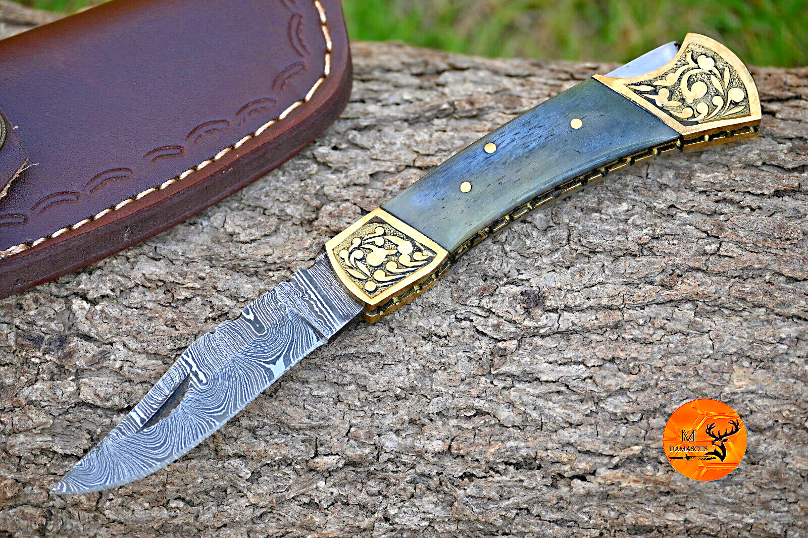 Damascus Steel TACTICAL Folding blade Pocket Knife Back Lock Survival edc Knife