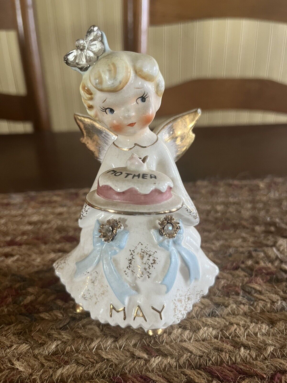 Vintage 1957 Lefton Figurine May Happy Mother day Angel 1987J