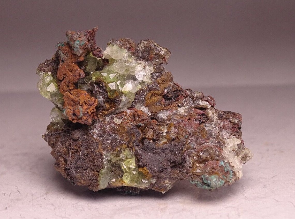 Copper with Prehnite Crystals Mineral Collector Specimen Michigan