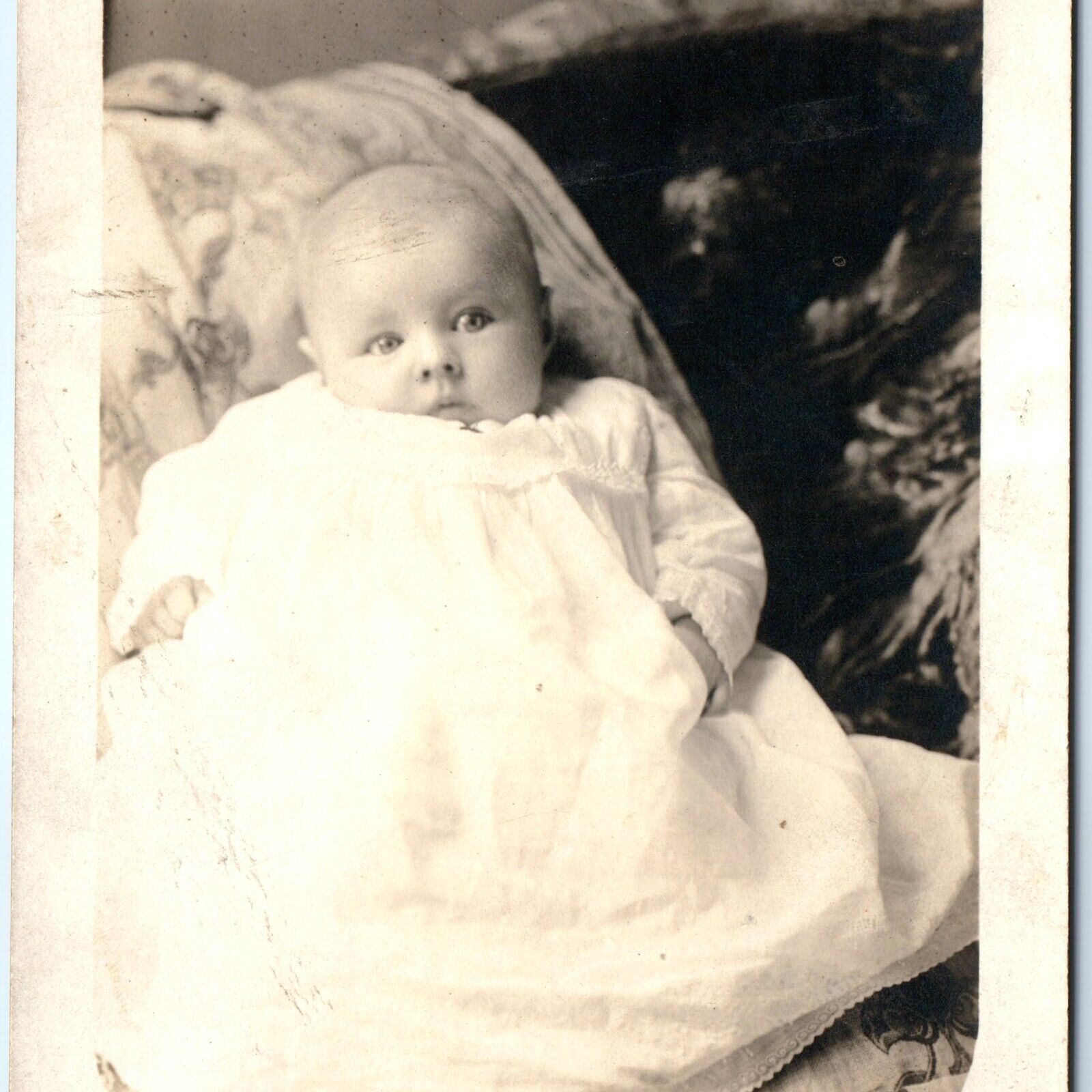 ID\'d c1910s Cute Baby Girl 11 Weeks RPPC Child Kid Real Photo Greta Eileen A160